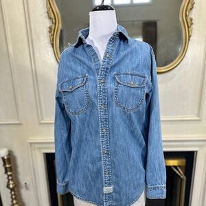 Vintage Levi’s Signature Denim Button Front Shirt Light Wash 90s Y2K